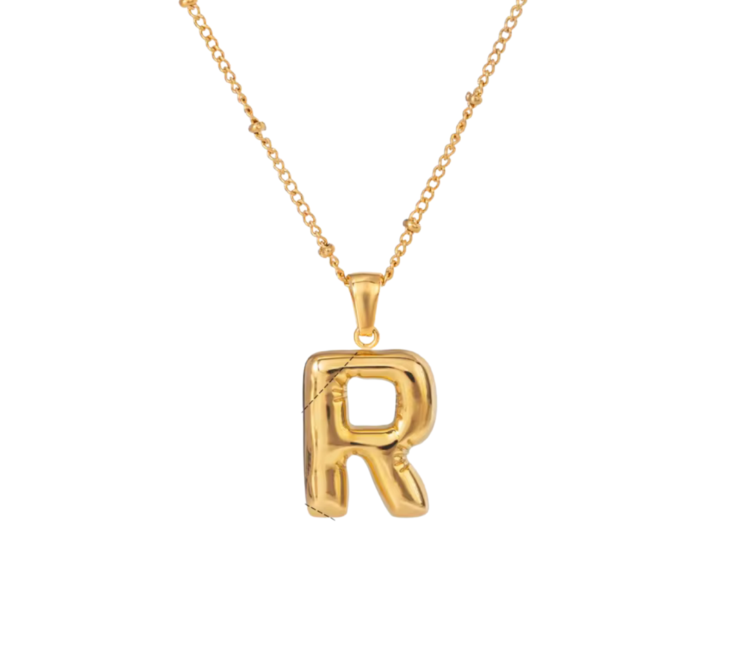 Bubble Letter Initial Necklace