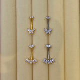 Gold Flower Titanium Belly Bar