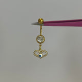 Gold Evil Eye Heart Belly Bar