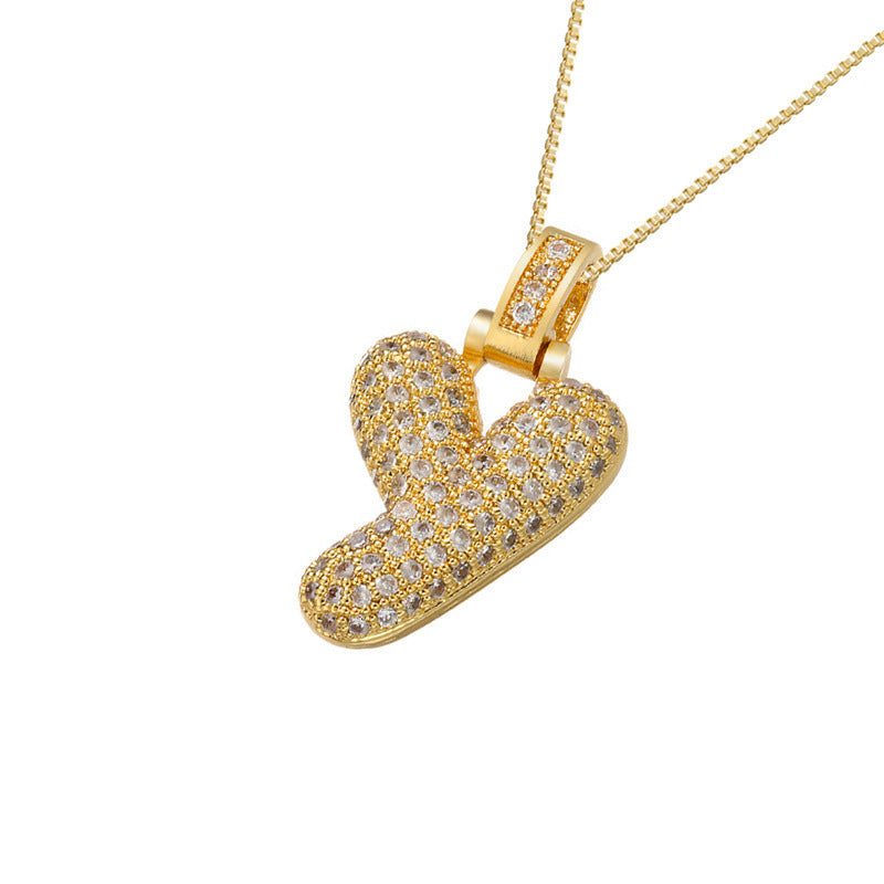 Gold Icy Bubble Letter Initial Necklace