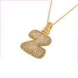 Gold Icy Bubble Letter Initial Necklace