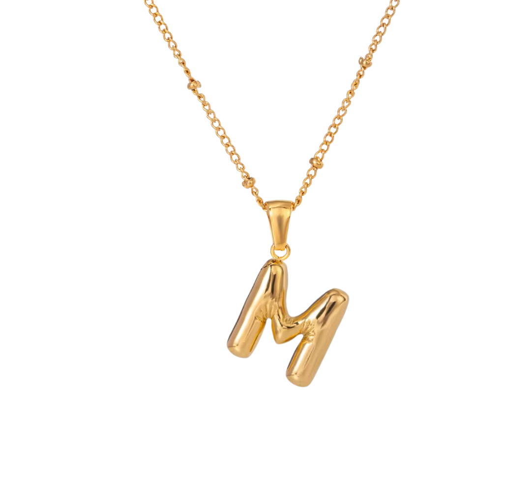 Bubble Letter Initial Necklace