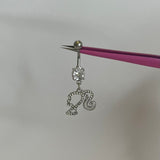 Silver Diamanté Barbie Belly Bar