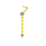 Gold Gemstone Dangling Nose Stud