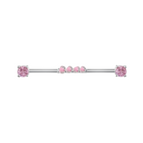 Pink Gemstone Industrial Barbell