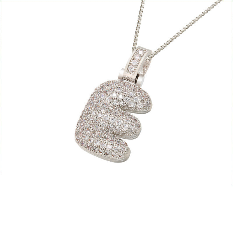 Silver Icy Bubble Letter Initial Necklace