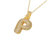 Gold Icy Bubble Letter Initial Necklace