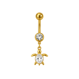 Gold Turtle Dangling Belly Bar