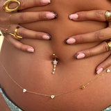 Gold Flower Dangling Titanium Belly Bar