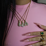 Gold Icy Bubble Letter Initial Necklace