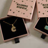 Gold Icy Bubble Letter Initial Necklace