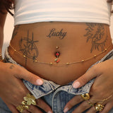Gold Dangling Cherry Belly Bar