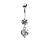 Silver Love Heart Belly Bar