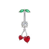 Silver Dangling Love Heart Cherry Belly Bar