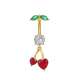 Gold Dangling Love Heart Cherry Belly Bar
