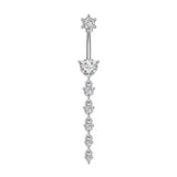 Silver Dangling Gemstone Belly Bar
