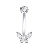 Silver Butterfly Titanium Belly Bar