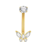 Gold Butterfly Titanium Belly Bar