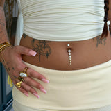 Gold Dangling Gemstone Belly Bar