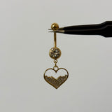 Gold Half Filled Heart Belly Bar