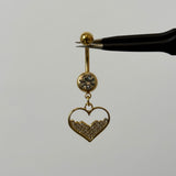 Gold Half Filled Heart Belly Bar