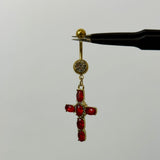 Red Diamante Cross Belly Bar