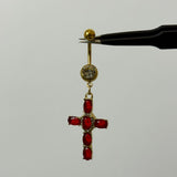 Red Diamante Cross Belly Bar
