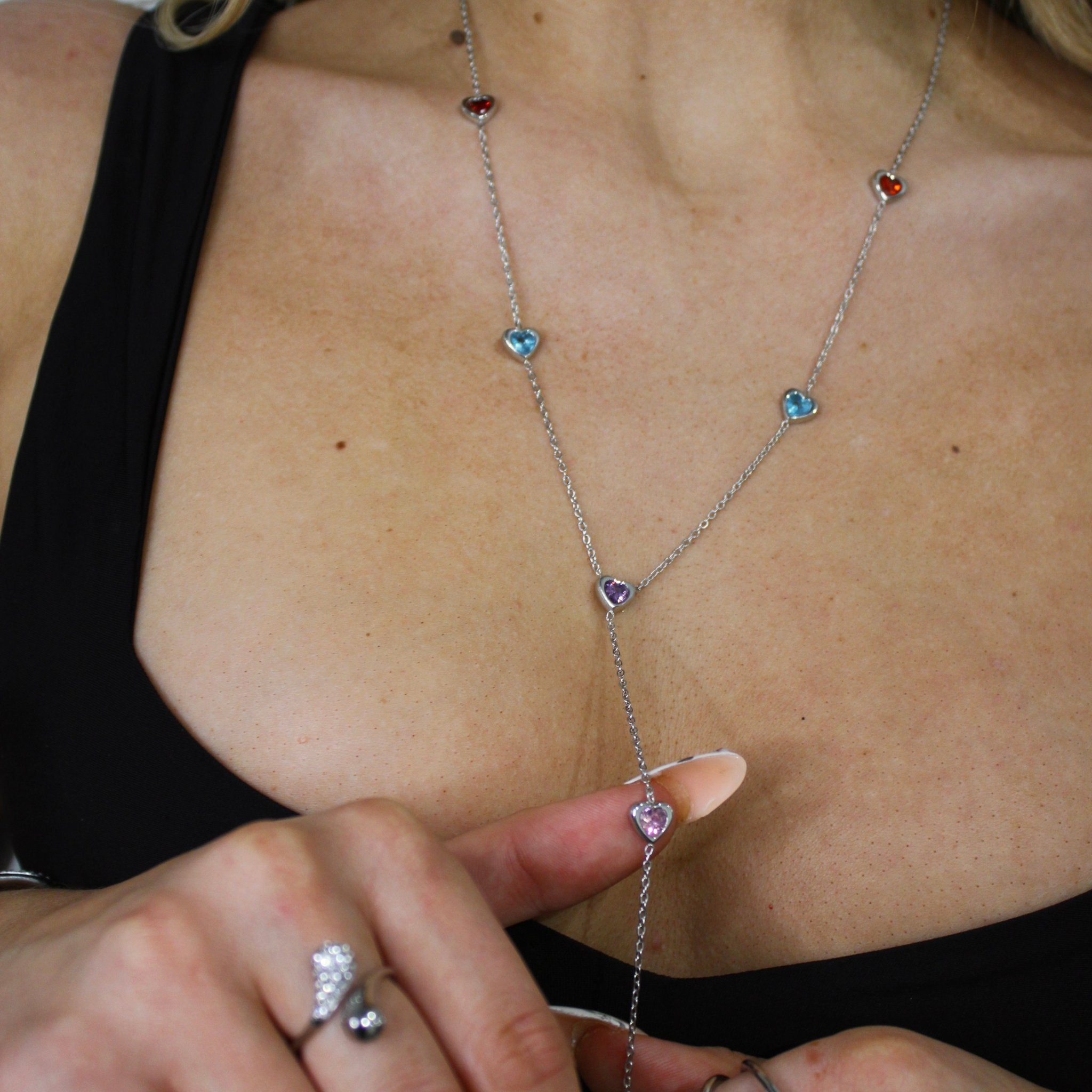Aiko Silver Vibrant Dangling Necklace - ILLUSIVE JEWELS