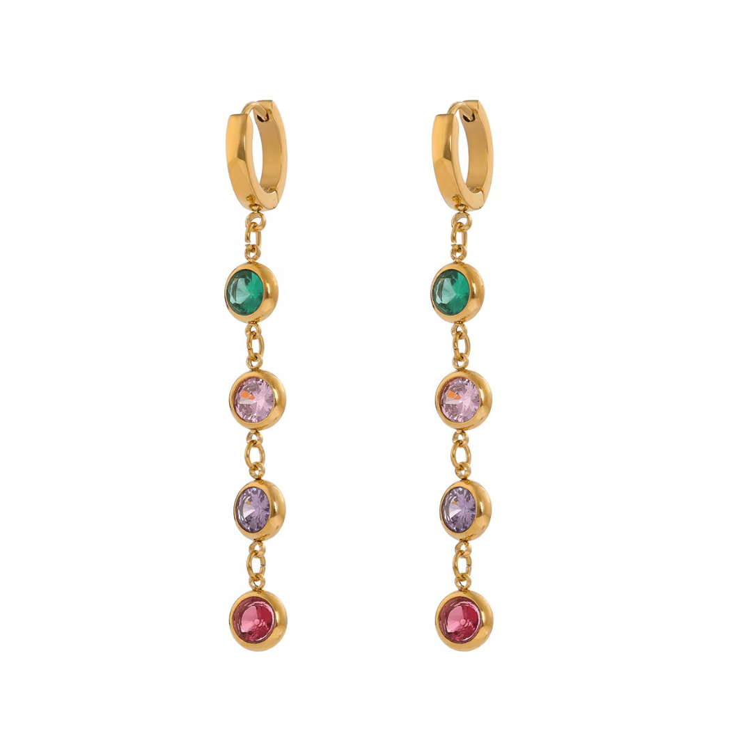 Angel Dangling Gold Colourful Earrings - ILLUSIVE JEWELS