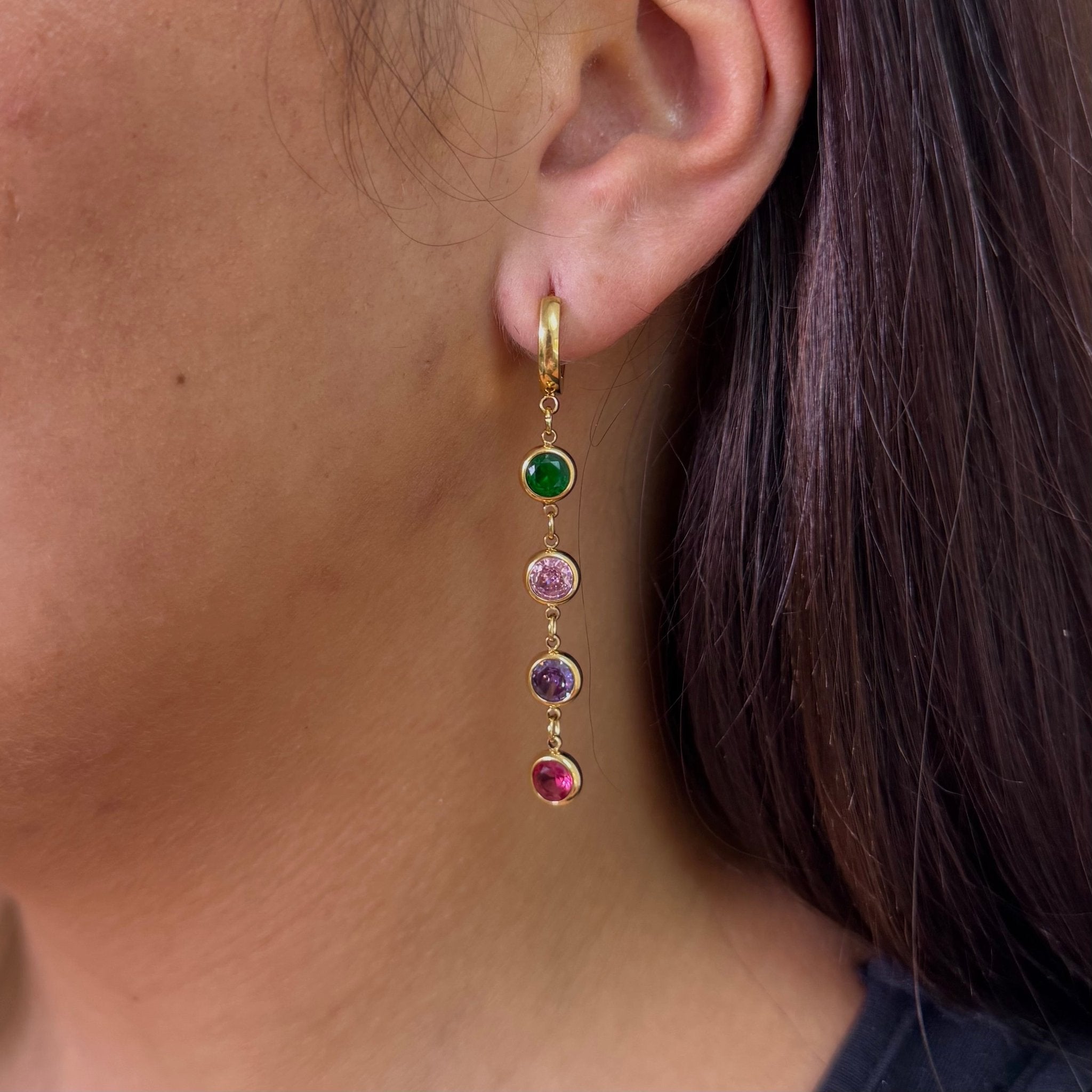 Angel Dangling Gold Colourful Earrings - ILLUSIVE JEWELS