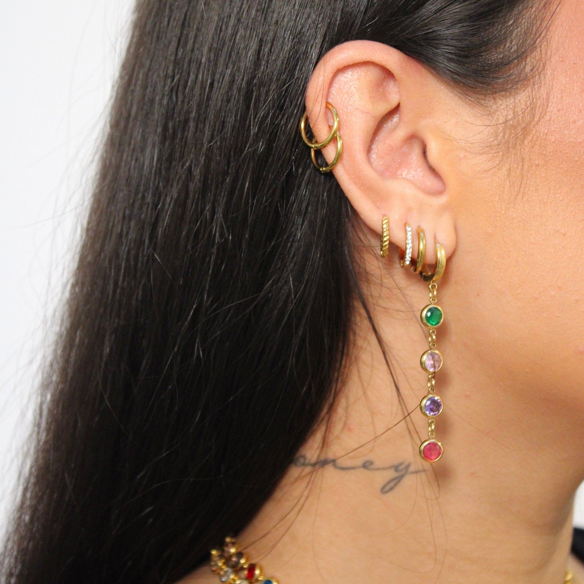 Angel Dangling Gold Colourful Earrings - ILLUSIVE JEWELS