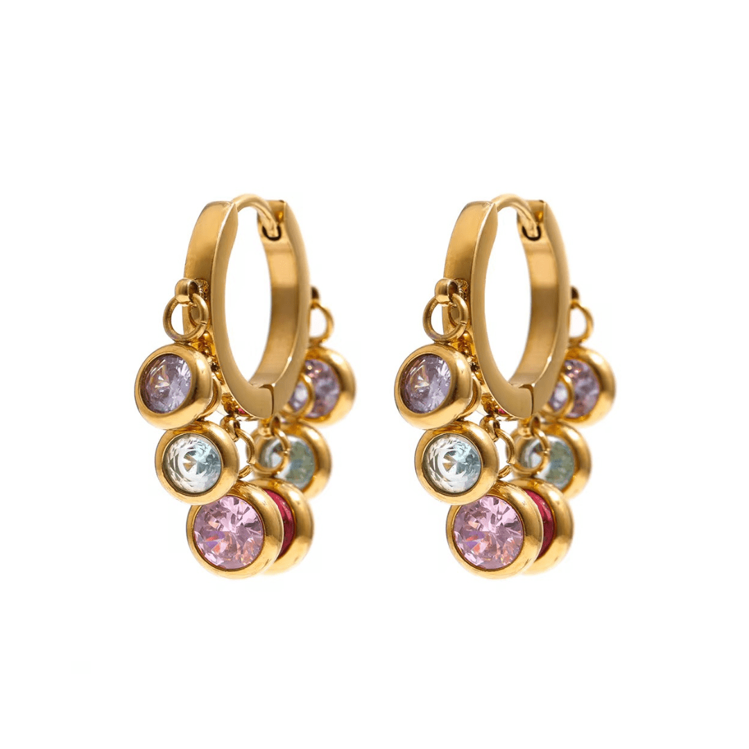 Angel Droplet Gold Colourful Earrings - ILLUSIVE JEWELS