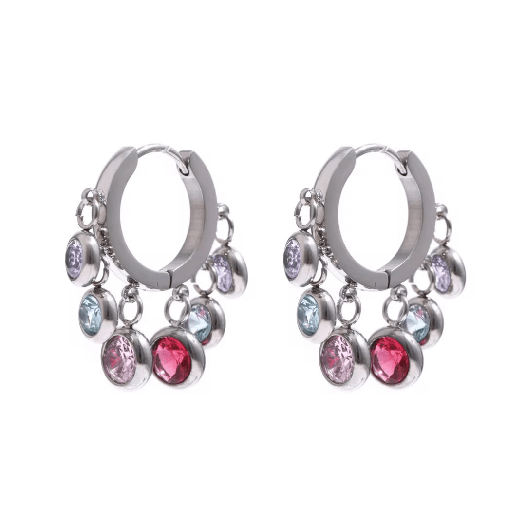 Angel Droplet Silver Colourful Earrings - ILLUSIVE JEWELS