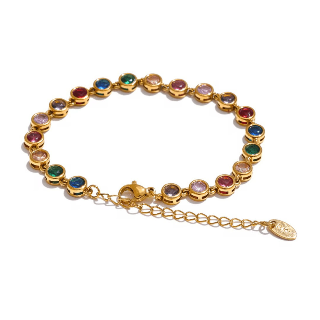 Angel Gemstone Colourful Gold Bracelet - ILLUSIVE JEWELS
