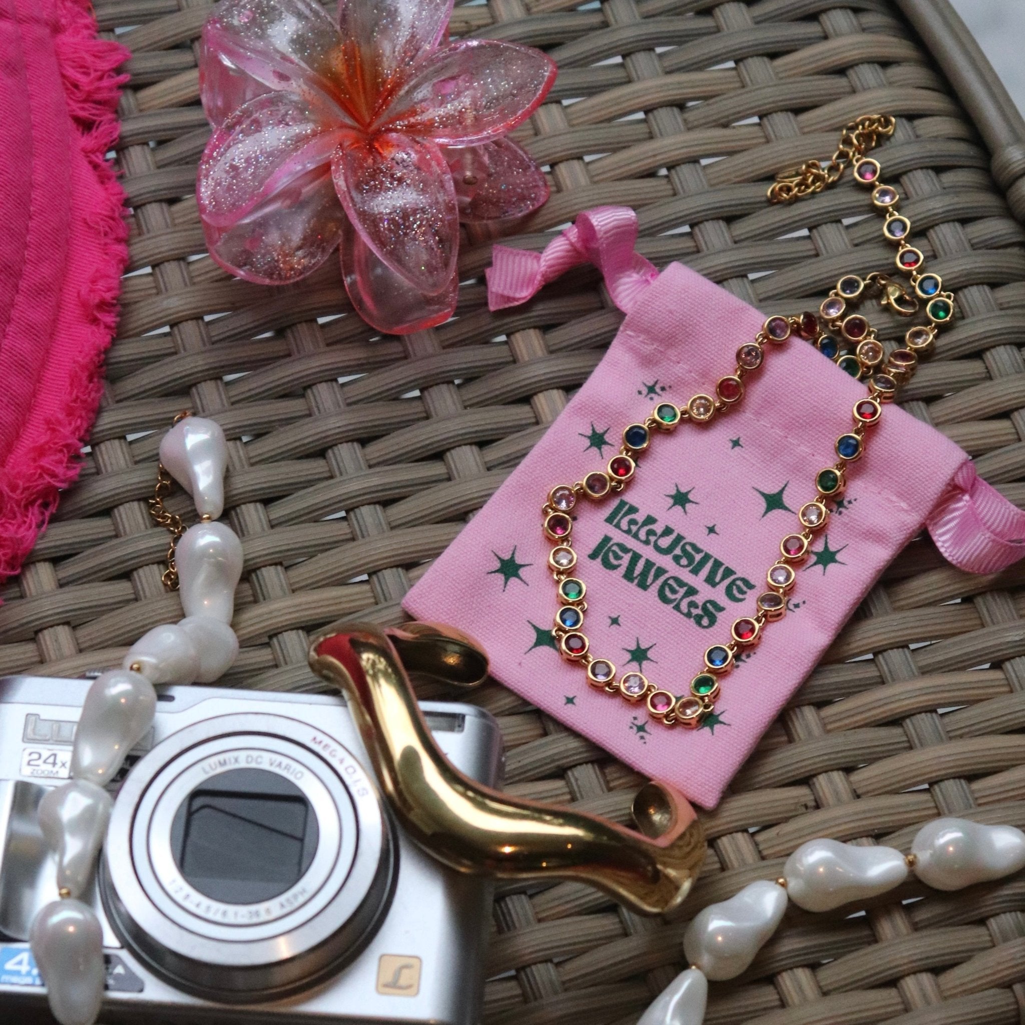 Angel Gemstone Colourful Gold Necklace - ILLUSIVE JEWELS