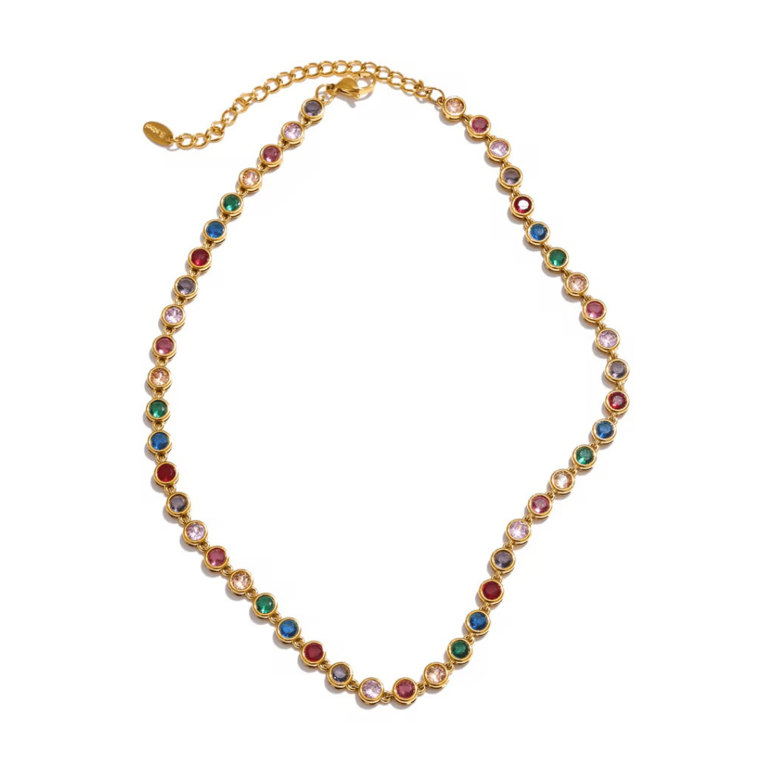 Angel Gemstone Colourful Gold Necklace - ILLUSIVE JEWELS