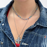 Angel Gemstone Colourful Silver Necklace - ILLUSIVE JEWELS