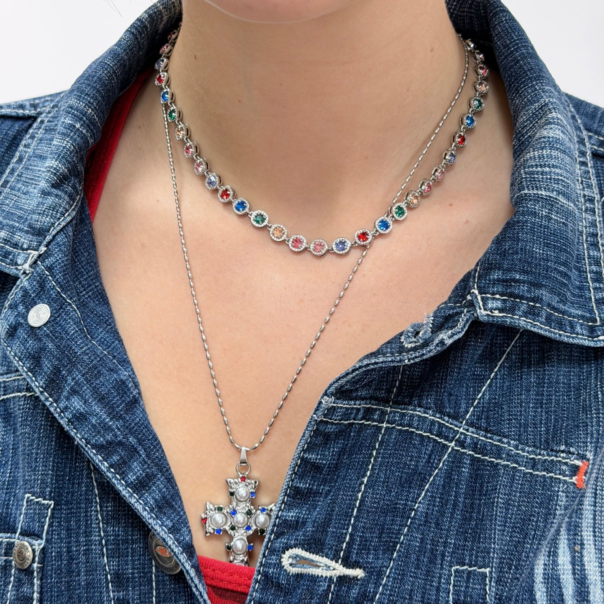 Angel Gemstone Colourful Silver Necklace - ILLUSIVE JEWELS