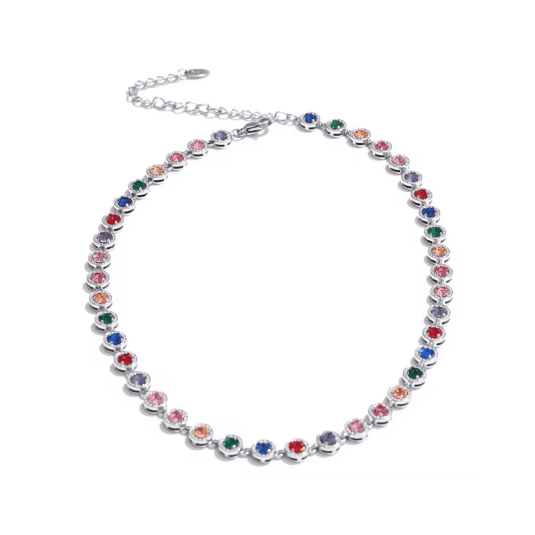 Angel Gemstone Colourful Silver Necklace - ILLUSIVE JEWELS