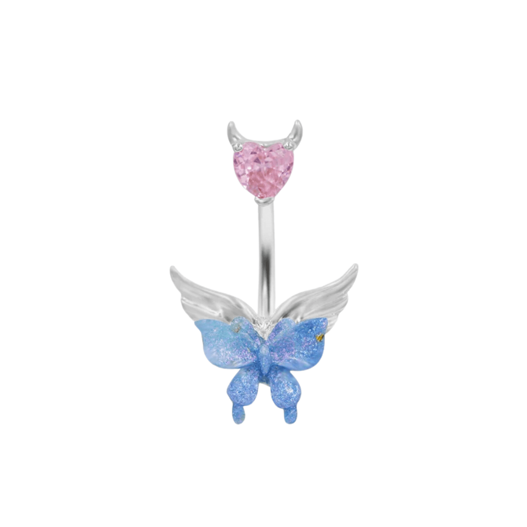 Aqua Butterfly Belly Bar - ILLUSIVE JEWELS