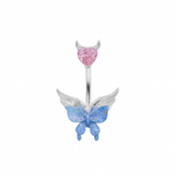 Aqua Butterfly Belly Bar - ILLUSIVE JEWELS