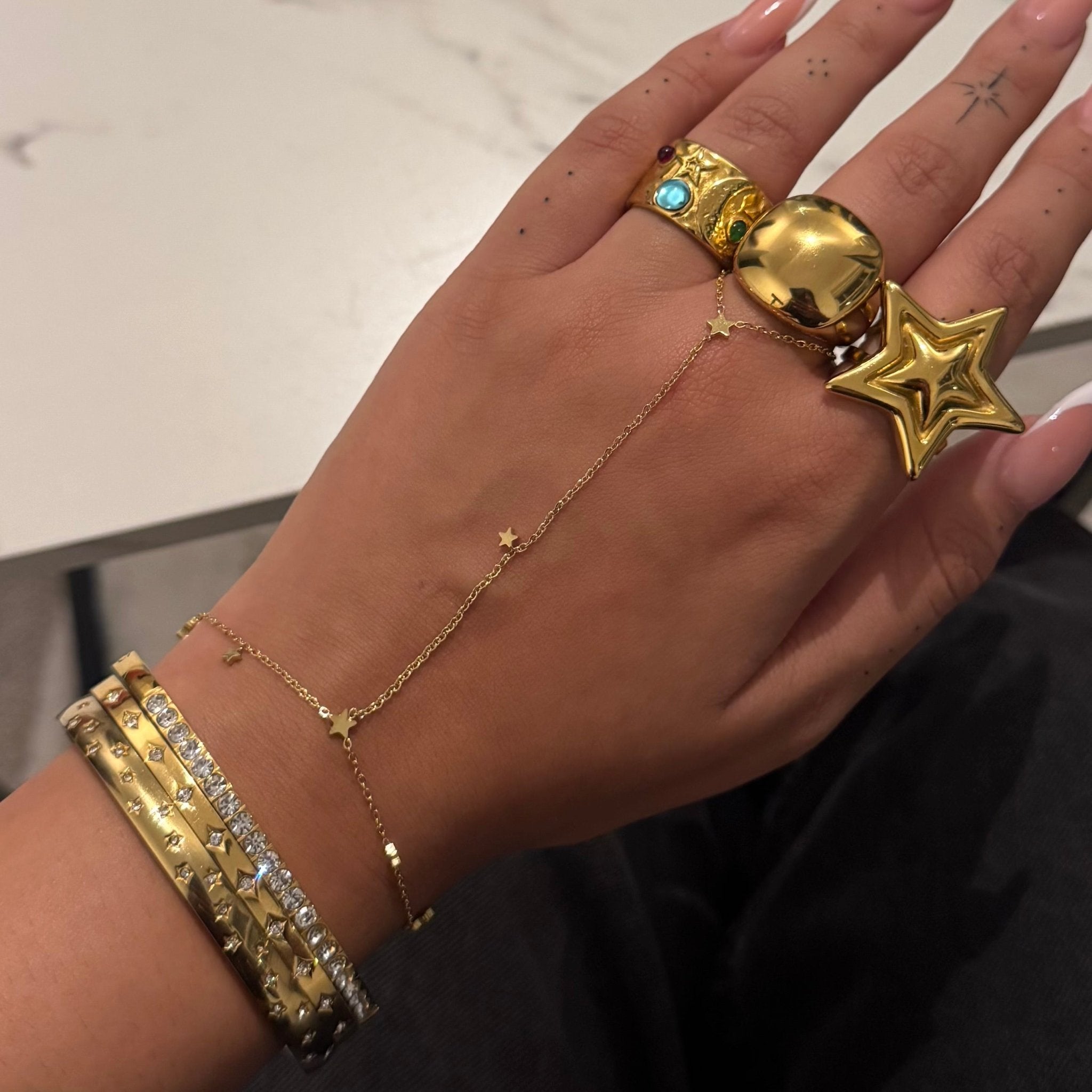 Astra Gold Hand Chain - ILLUSIVE JEWELS