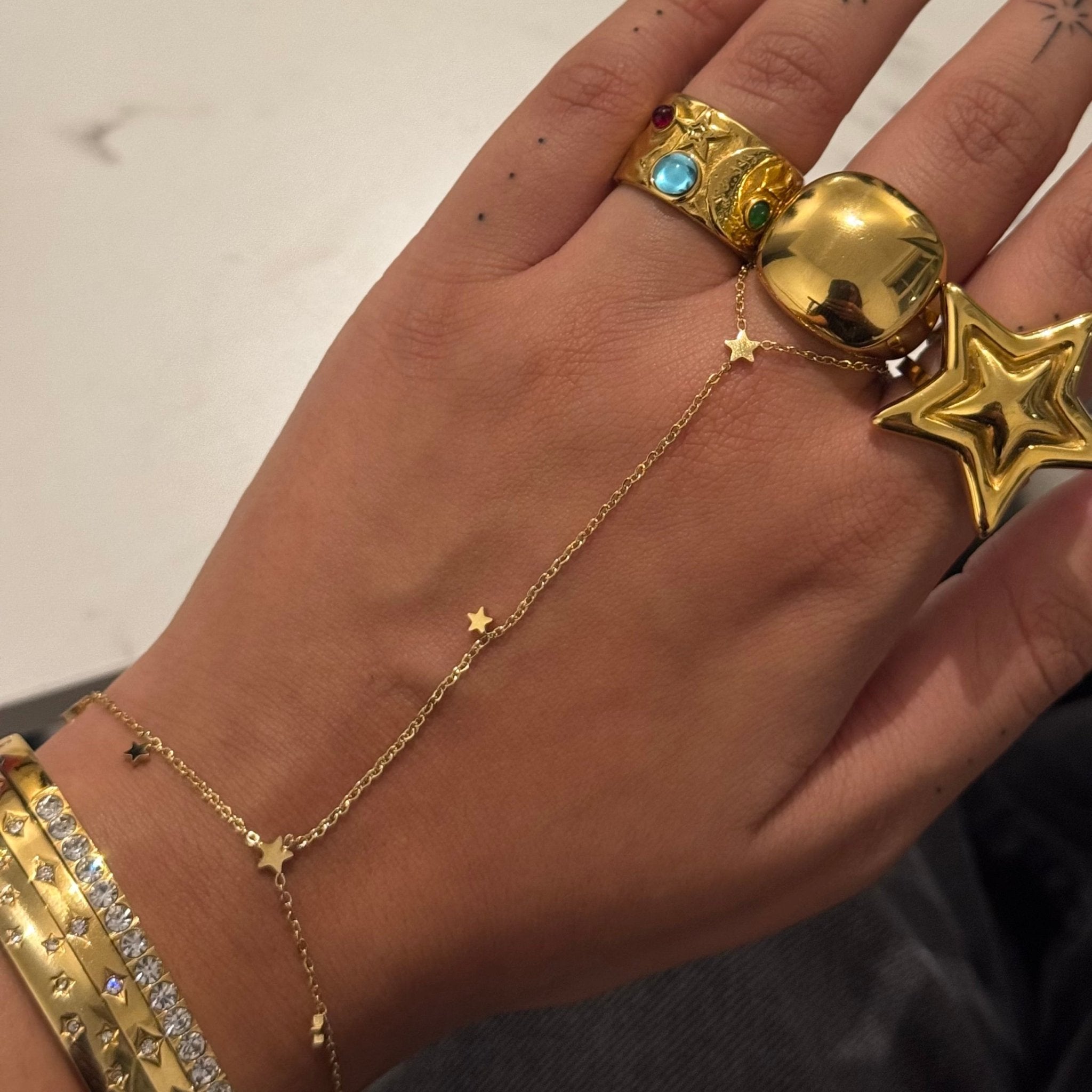 Astra Gold Hand Chain - ILLUSIVE JEWELS