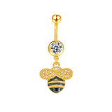 Black CZ Bumble Bee Belly Bar - ILLUSIVE JEWELS