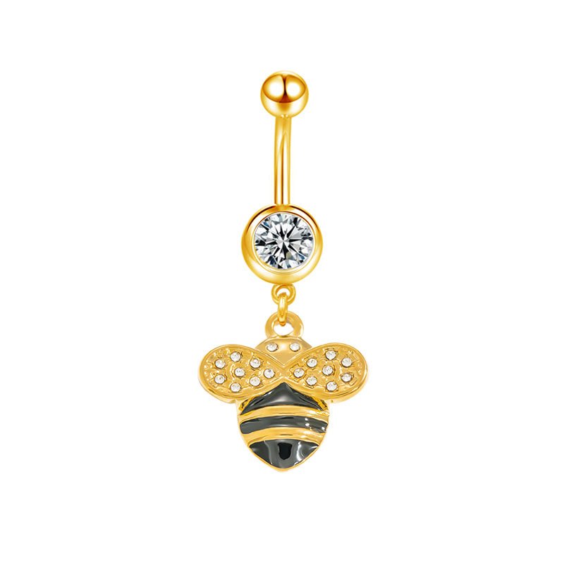 Black CZ Bumble Bee Belly Bar - ILLUSIVE JEWELS
