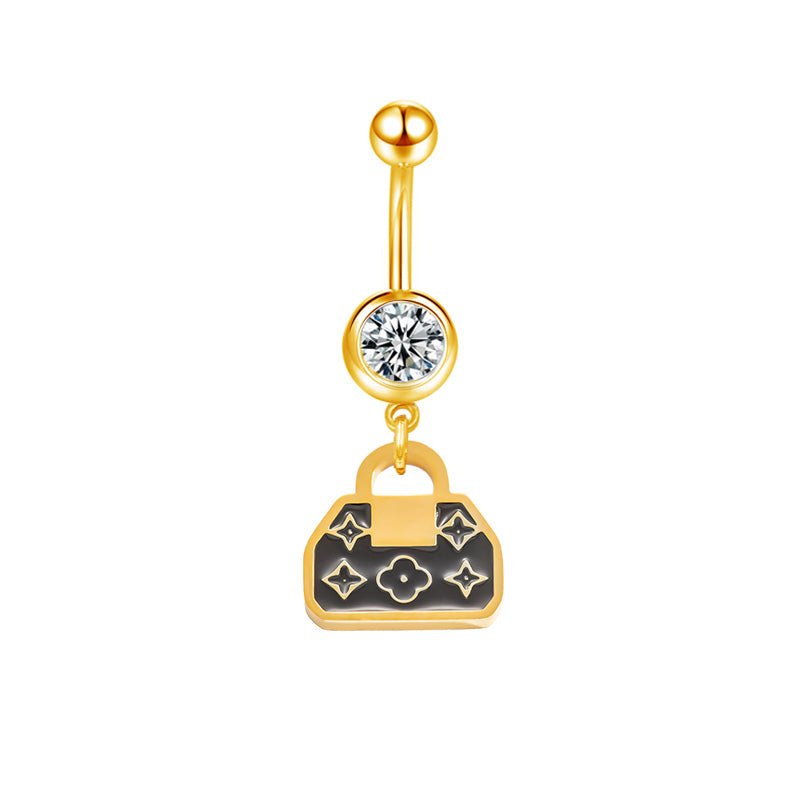 Black LV Bag Belly Bar - ILLUSIVE JEWELS