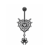 Black Spider Web Belly Bar - ILLUSIVE JEWELS