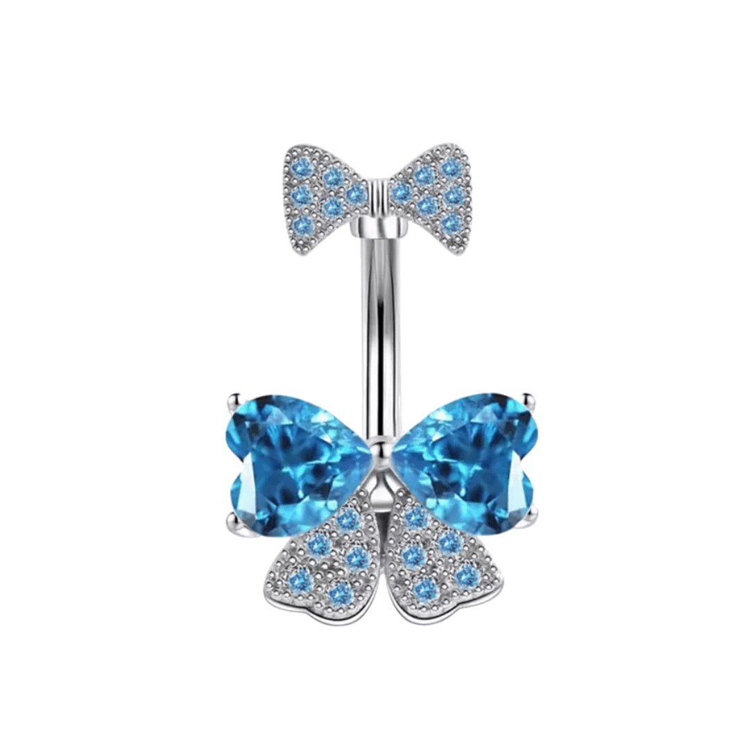 Blue Bow Titanium Belly Bar - ILLUSIVE JEWELS