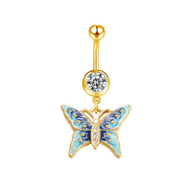 Blue Butterfly Belly Bar - ILLUSIVE JEWELS