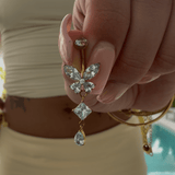 Blue Butterfly Gold Titanium Dangling Belly Bar - ILLUSIVE JEWELS